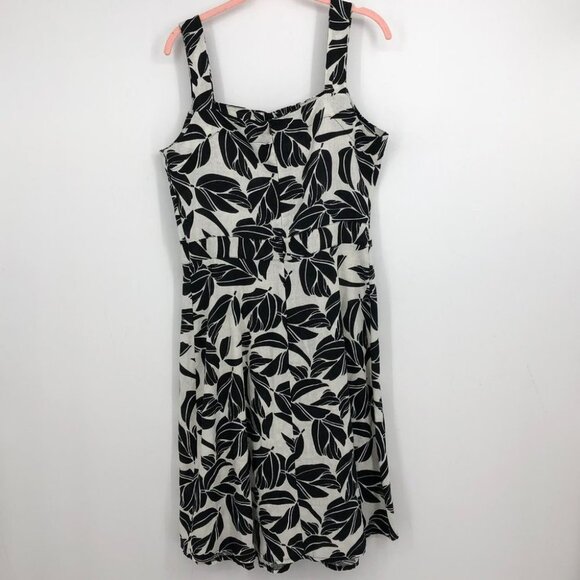 Rinascimento  black and white floral print sleeveless button front mini dress LG - Picture 2 of 11